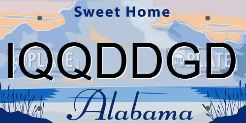 IQQDDGD Alabama License Plate