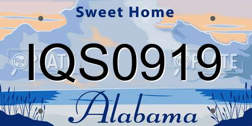 IQS0919 Alabama License Plate