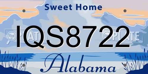 IQS8722 Alabama License Plate
