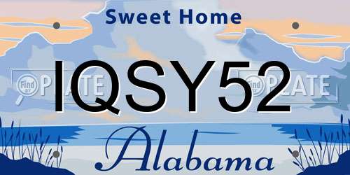 IQSY52 Alabama License Plate