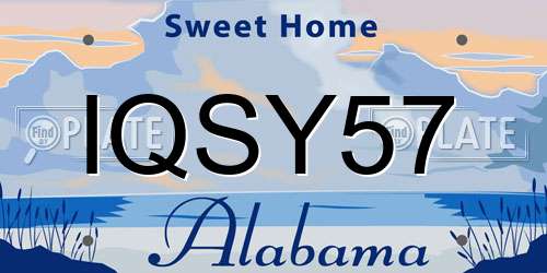 IQSY57 Alabama License Plate