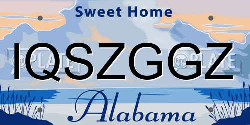 IQSZGGZ Alabama License Plate