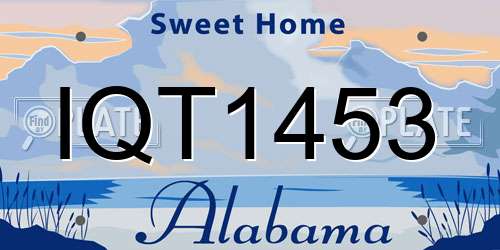 IQT1453 Alabama License Plate