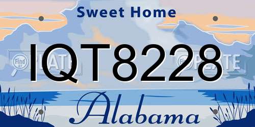 IQT8228 Alabama License Plate