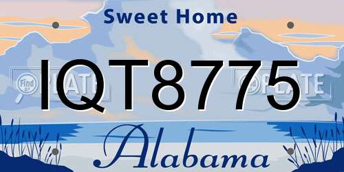 IQT8775 Alabama License Plate