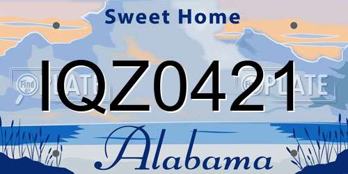 IQZ0421 Alabama License Plate