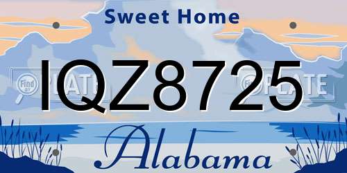 IQZ8725 Alabama License Plate