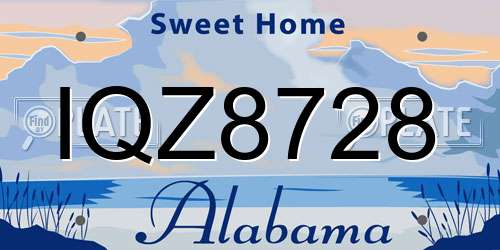 IQZ8728 Alabama License Plate