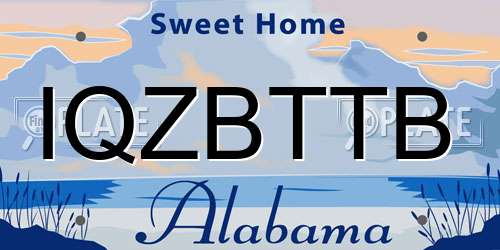 IQZBTTB Alabama License Plate