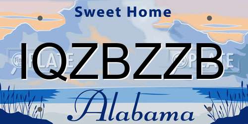 IQZBZZB Alabama License Plate