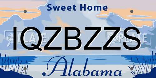 IQZBZZS Alabama License Plate