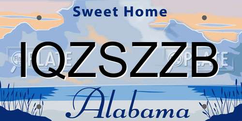 IQZSZZB Alabama License Plate