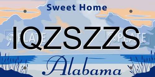 IQZSZZS Alabama License Plate