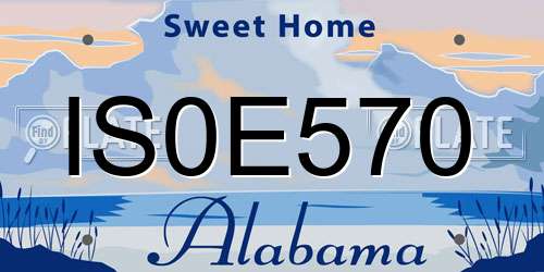 IS0E570 Alabama License Plate