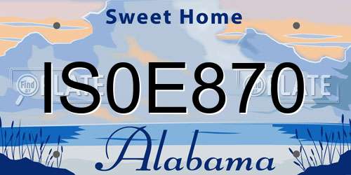IS0E870 Alabama License Plate