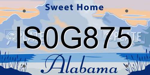 IS0G875 Alabama License Plate