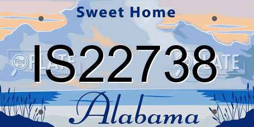IS22738 Alabama License Plate