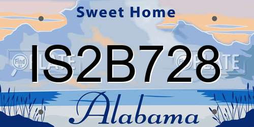 IS2B728 Alabama License Plate