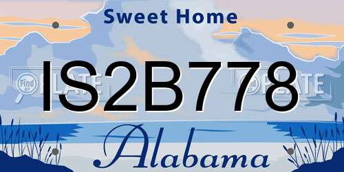 IS2B778 Alabama License Plate