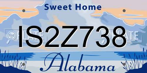 IS2Z738 Alabama License Plate