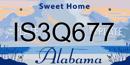 IS3Q677 Alabama License Plate