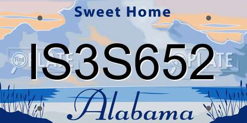 IS3S652 Alabama License Plate