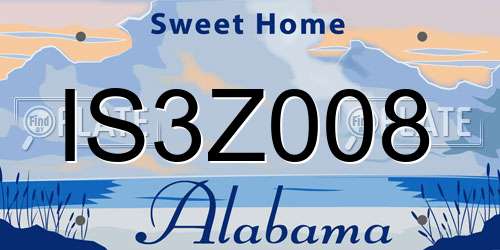 IS3Z008 Alabama License Plate