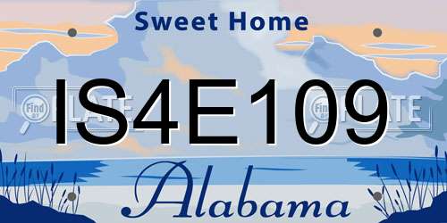IS4E109 Alabama License Plate