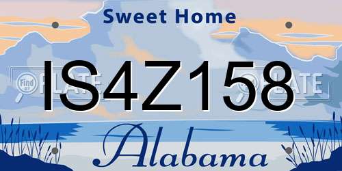 IS4Z158 Alabama License Plate