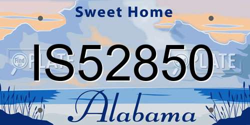 IS52850 Alabama License Plate