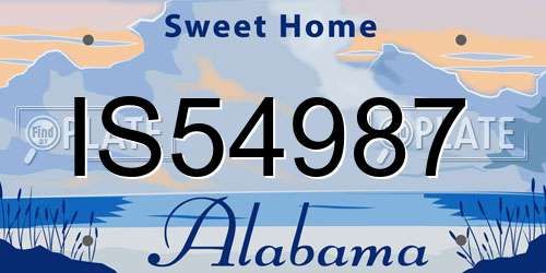 IS54987 Alabama License Plate