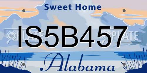 IS5B457 Alabama License Plate