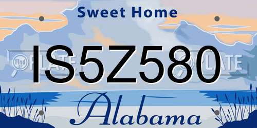 IS5Z580 Alabama License Plate