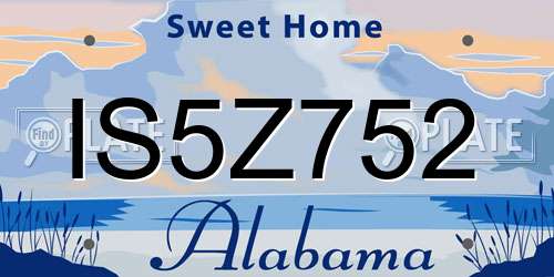 IS5Z752 Alabama License Plate