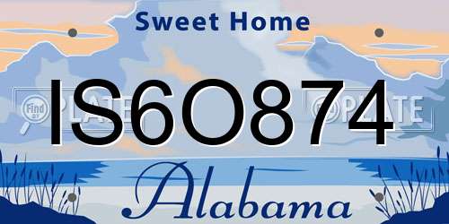 IS6O874 Alabama License Plate