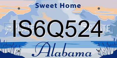 IS6Q524 Alabama License Plate