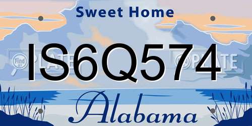 IS6Q574 Alabama License Plate