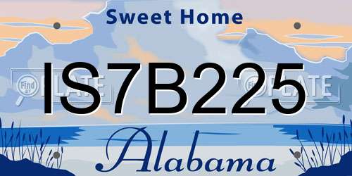 IS7B225 Alabama License Plate
