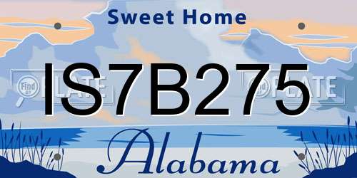 IS7B275 Alabama License Plate