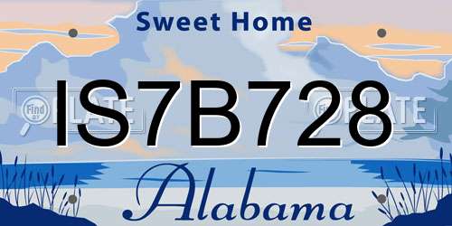 IS7B728 Alabama License Plate