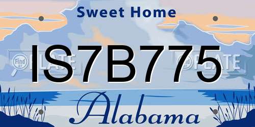 IS7B775 Alabama License Plate