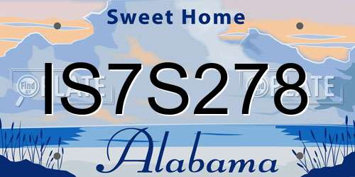 IS7S278 Alabama License Plate