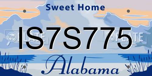 IS7S775 Alabama License Plate