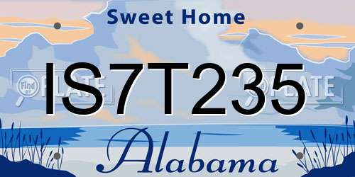 IS7T235 Alabama License Plate