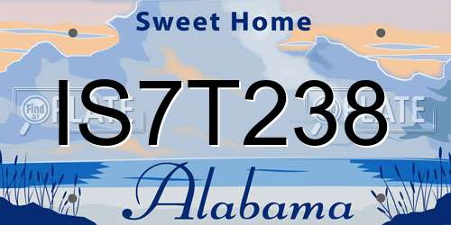 IS7T238 Alabama License Plate