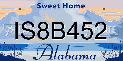 IS8B452 Alabama License Plate
