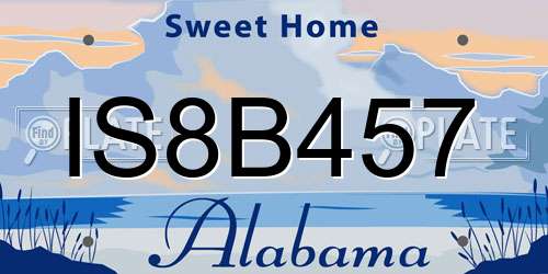 IS8B457 Alabama License Plate