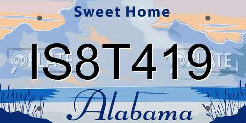 IS8T419 Alabama License Plate