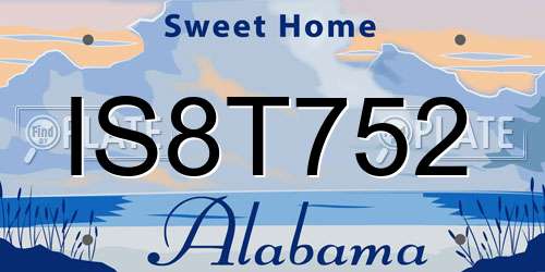 IS8T752 Alabama License Plate