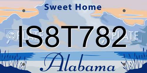 IS8T782 Alabama License Plate